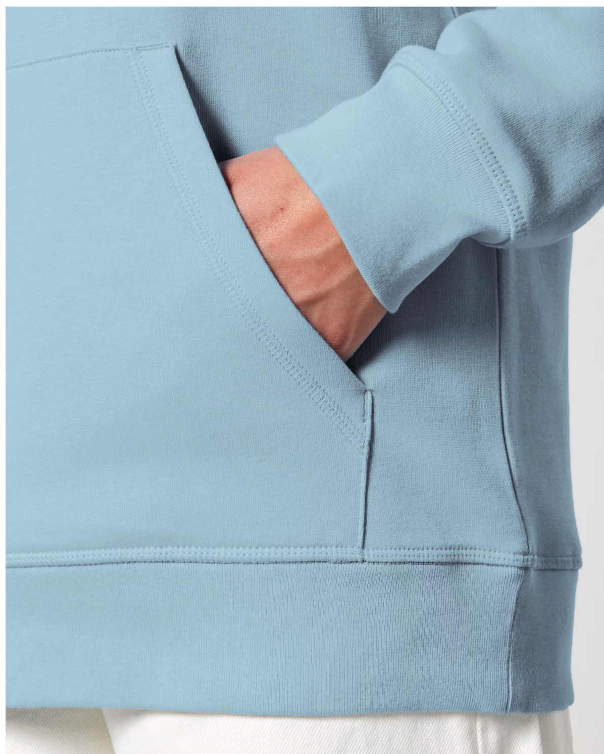 Neue Farbkombi: Hoodie "Hey" - hellblau, Druckfarbe gelb