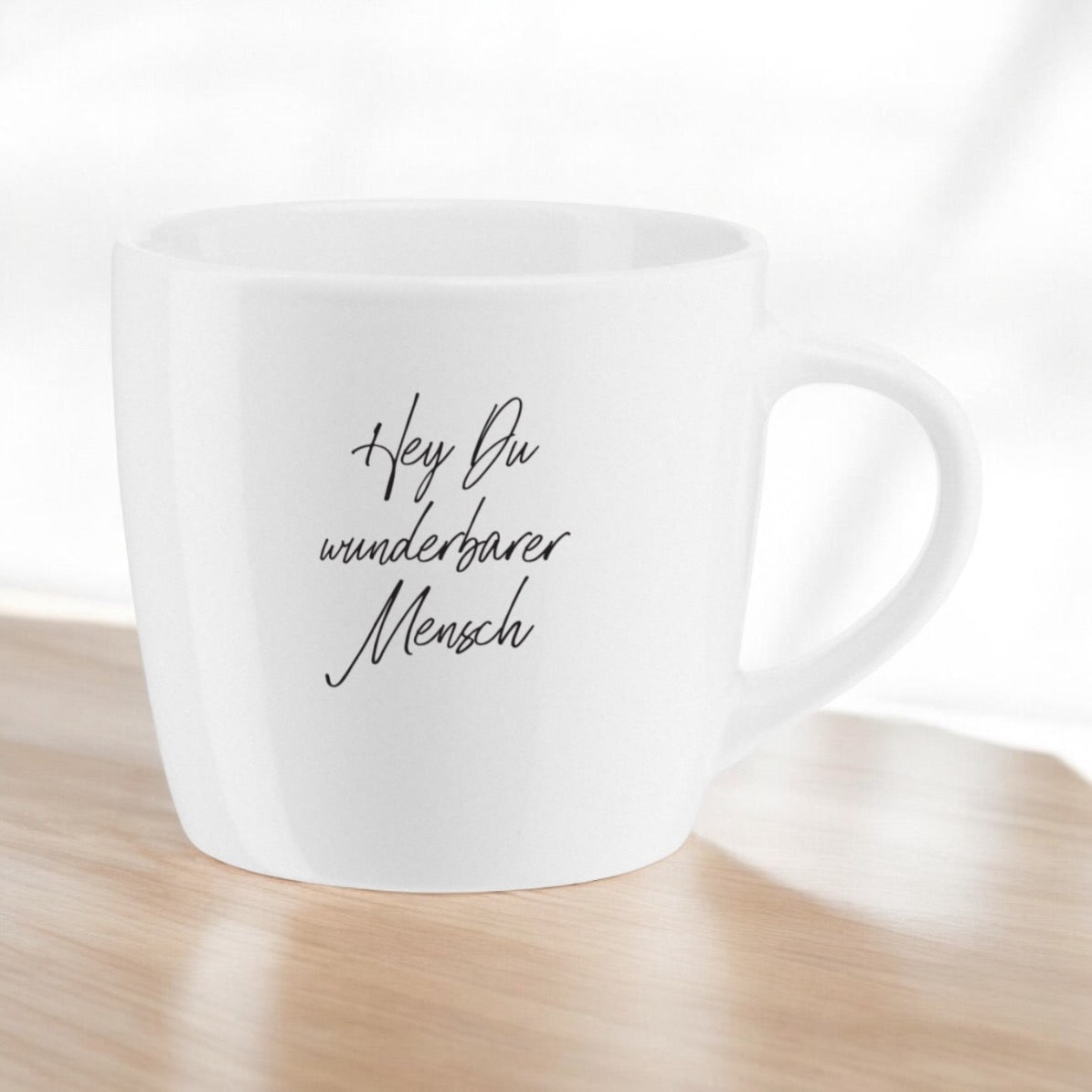 Geschenkidee für die Weihnachtszeit: Tasse "Hey du wunderbarer Mensch" mit Geschenkschachtel