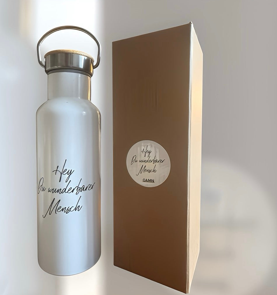 Neu: Edelstahl-Trinkflasche Hey Du wunderbarer Mensch