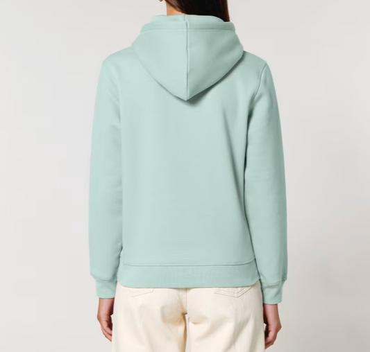 Neue Farbkombi: Hoodie "Hey" - aqua  Druckfarbe blau