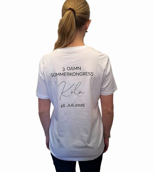 Basic-T-Shirt  3. OAMN Sommerkongress in Köln, Farbe weiß