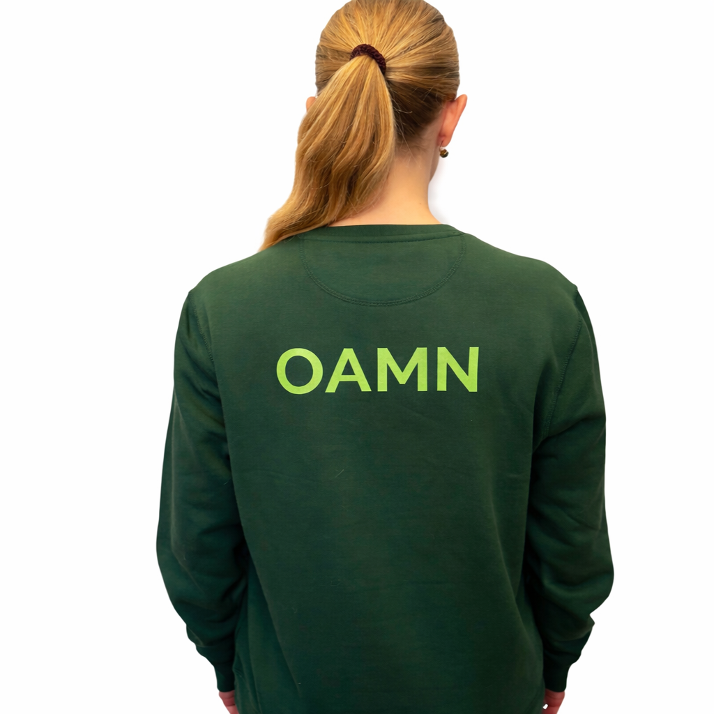 Neu! Rundhals Sweatshirt "OAMN" Farbe: bottle green - Druckfarben: gecko-green