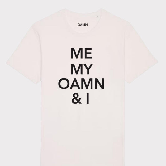 T-Shirt "Me, My OAMN & I " in weiß, Druckfarbe schwarz