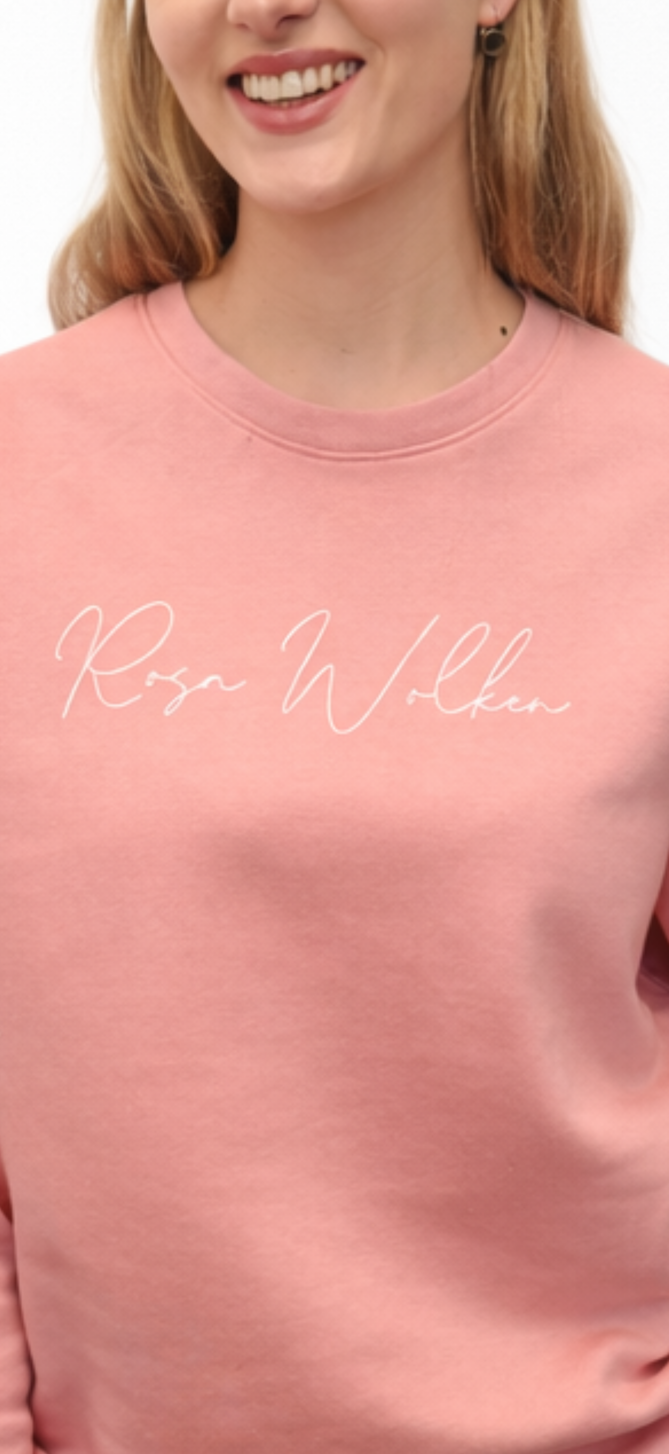 Neu! Rundhals Sweatshirt "Rosa Wolken" Farbe: canyon pink - Druckfarbe:weiß
