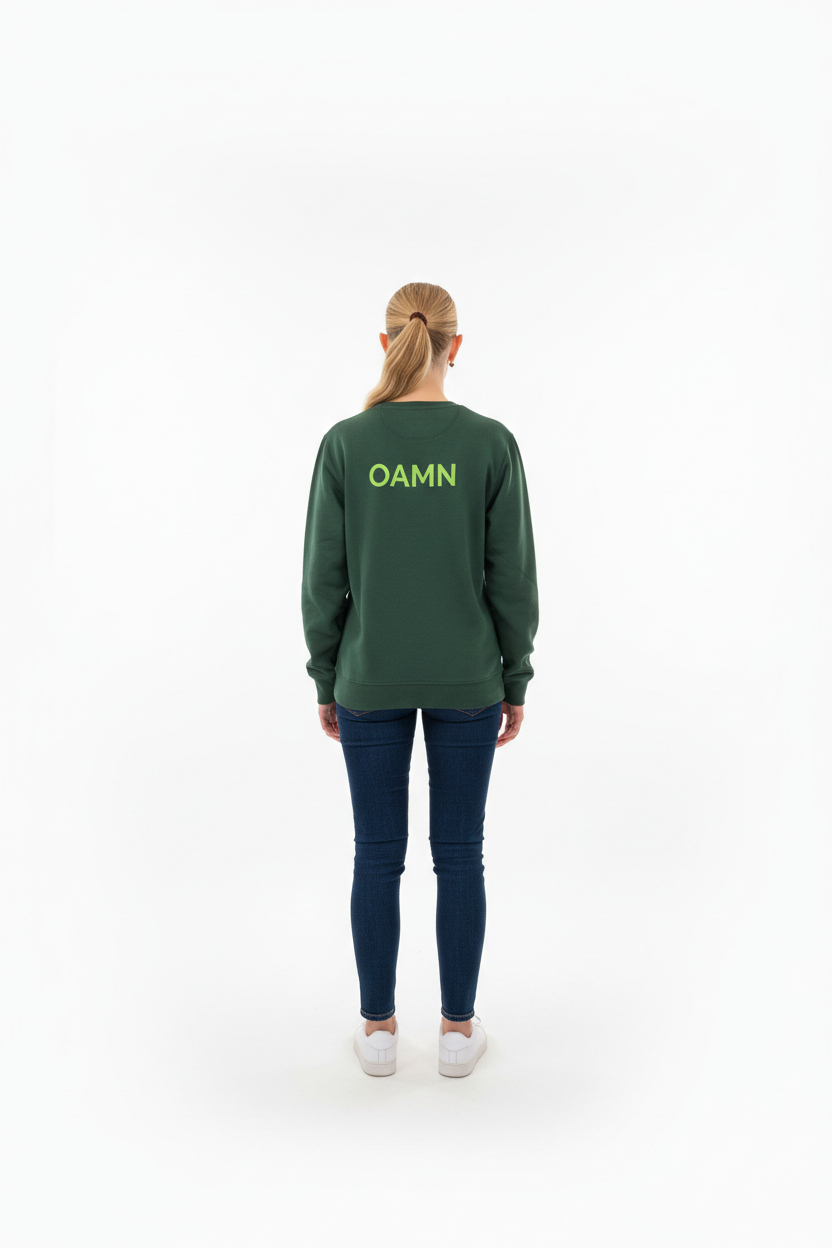 Neu! Rundhals Sweatshirt "OAMN" Farbe: bottle green - Druckfarben: gecko-green