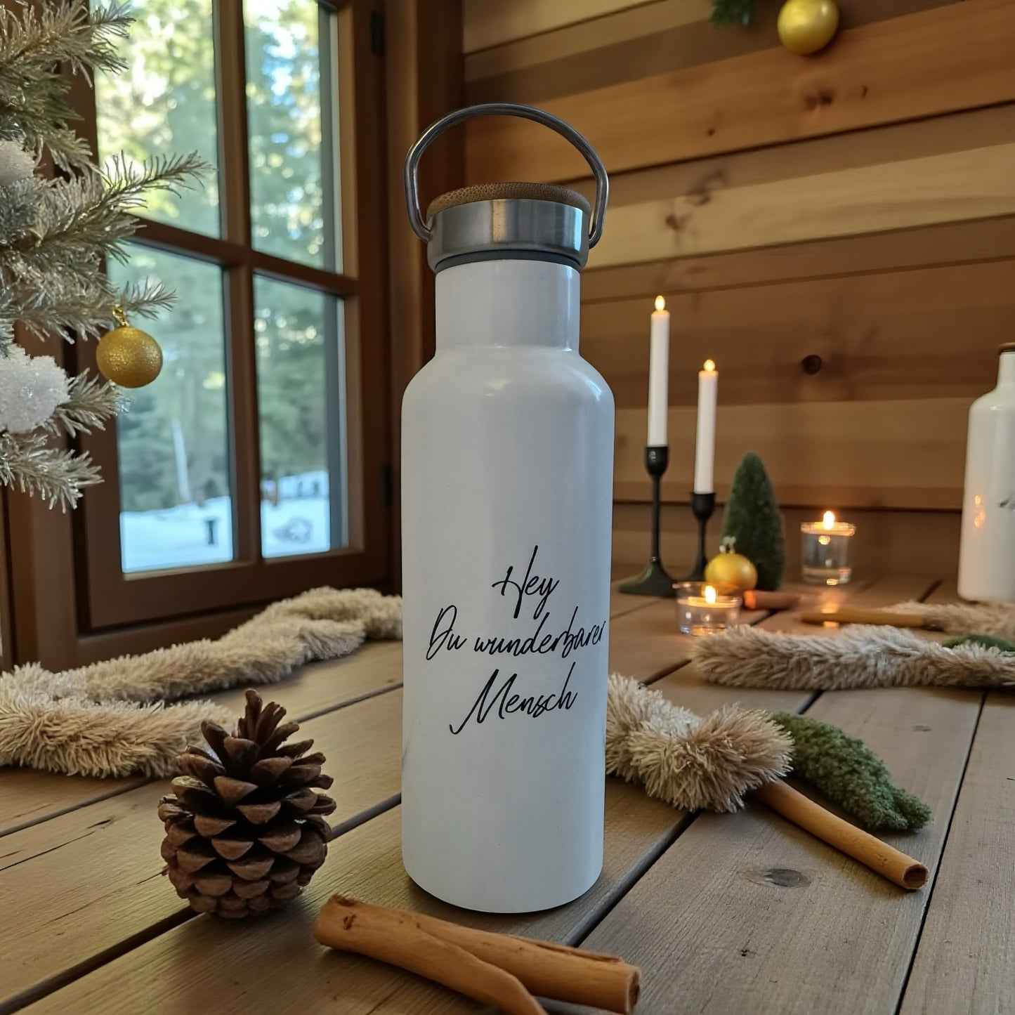 Geschenkidee: Edelstahl-Trinkflasche "Hot and Cold" im Geschenkkarton