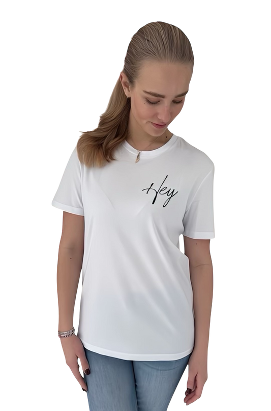 Brandneu: T-Shirt  "Hey Sommerkongress in München" - weiß, Druckfarbe schwarz