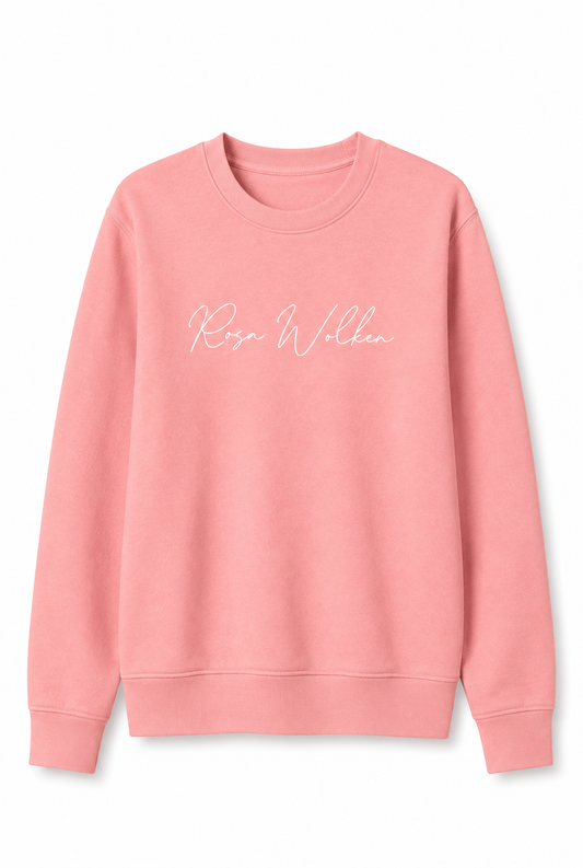 Rundhals Sweatshirt "Rosa Wolken" Farbe: canyon pink - Druckfarbe:weiß
