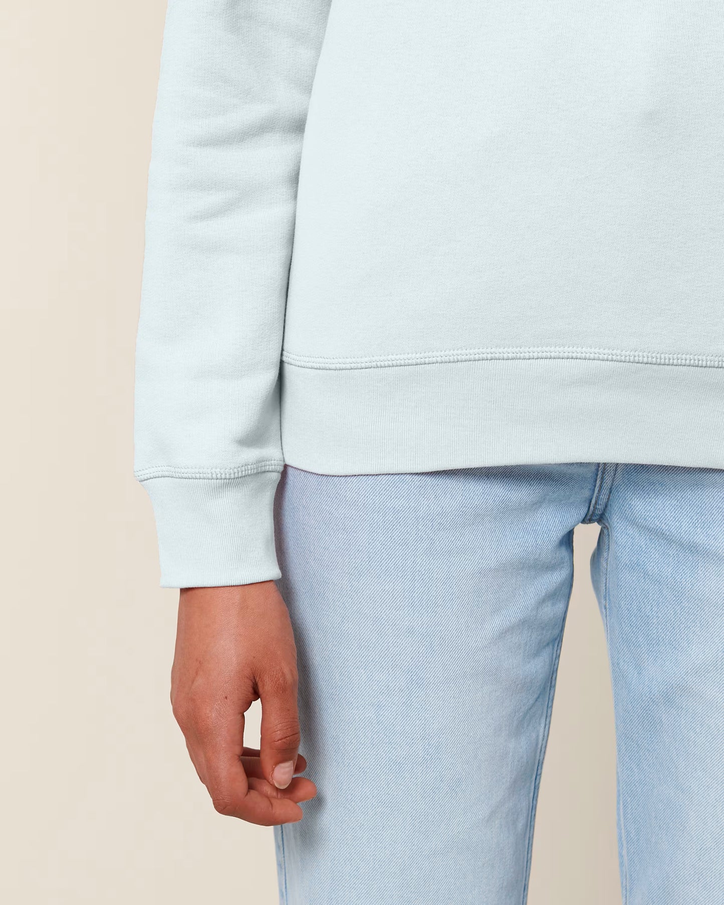 Neu! Rundhals Sweatshirt "Schritt für Schritt" Farbe: iceblue - Druckfarben: weiß und blau